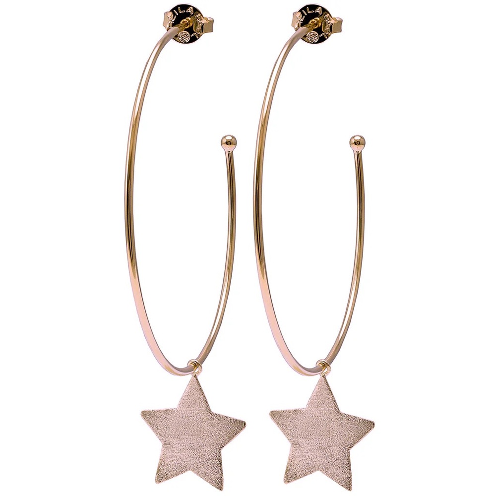 Sheila Fajl Phoenix Star Hoops (Regular 2.5”) Brushed Rose Gold NWT
